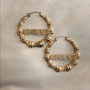 Faux Gold Bamboo Mamacita Hoops
